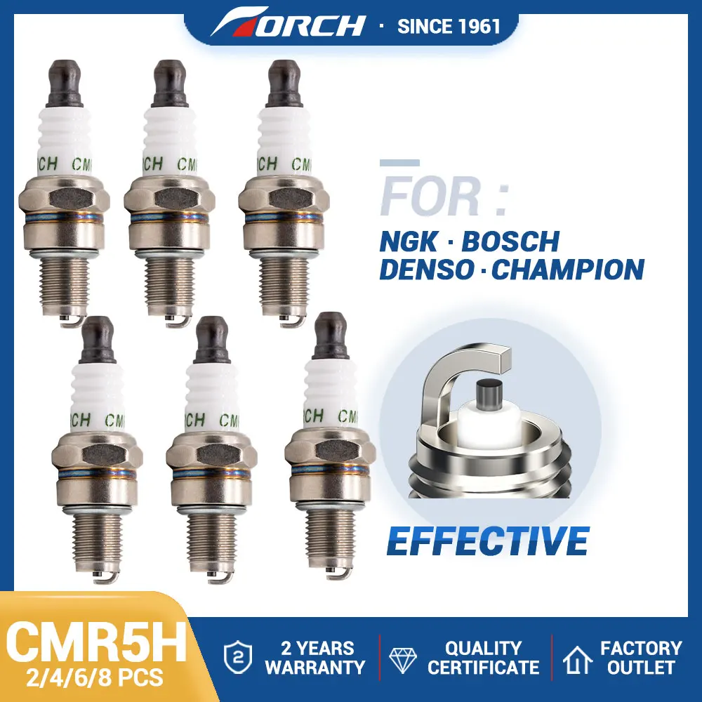 

2-8PCS Spark Plugs Torch CMR5H Replace for Autolite 4194 for 7599 6776 for Champion 965 RZ7C RZ7CT10 Garden Lawnmower Candles