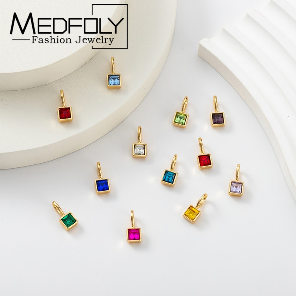 MEDFOLY Colorful 12 Birthday Stone Pendant Diy Accessories Necklace Women's Twelve Birthday Stones Round Colorful Zircon Pendant