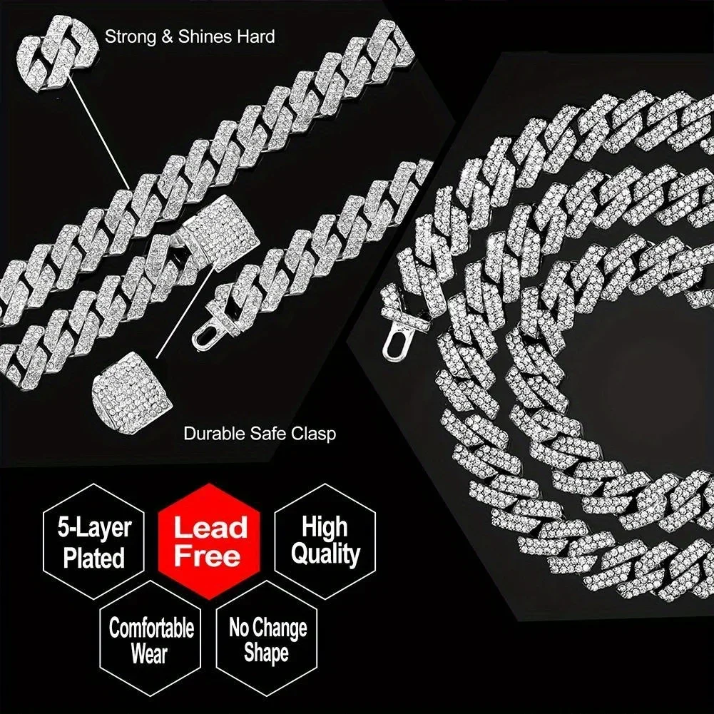 4 pieces/1 piece, shiny Hyakki men's rhinestone jewelry set - electronic quartz watch, stylish alloy case,