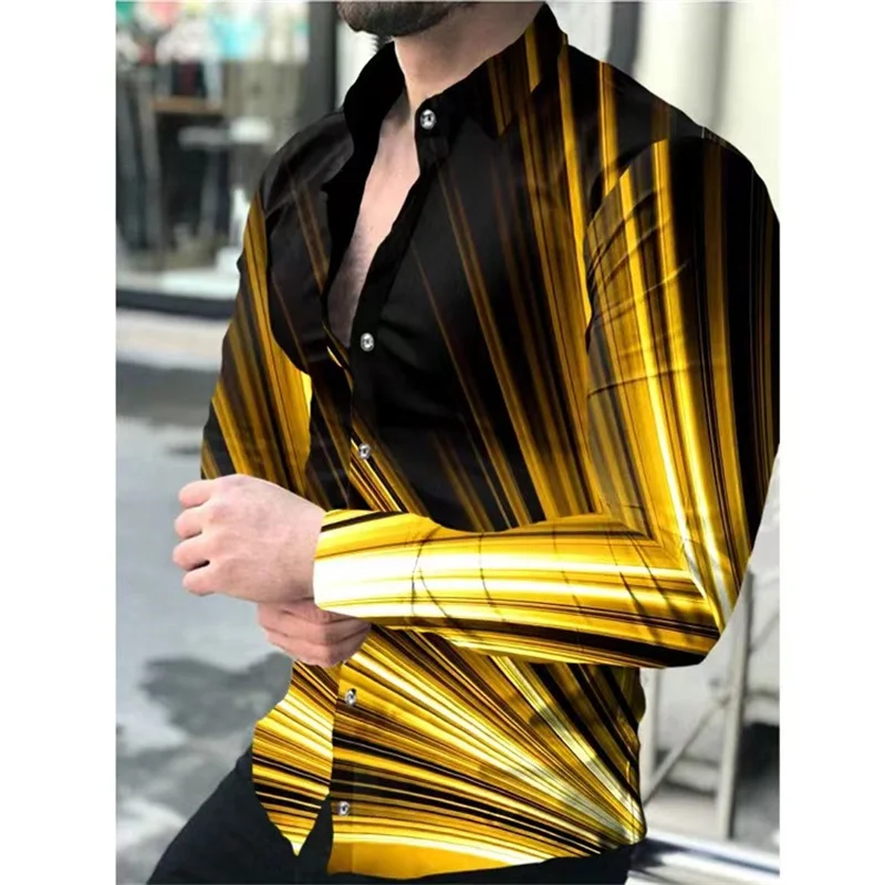 Fashion shirt men's open button lapel muscular men's top street soft and comfortable new spring and summer long sleeve