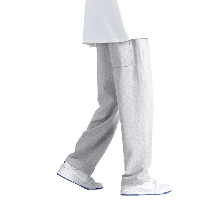 Autumn Casual Trousers Men's Loose Fit Sweatpants Wide Leg Straight Pants Grey Colour Seasonal Pants For Men 5