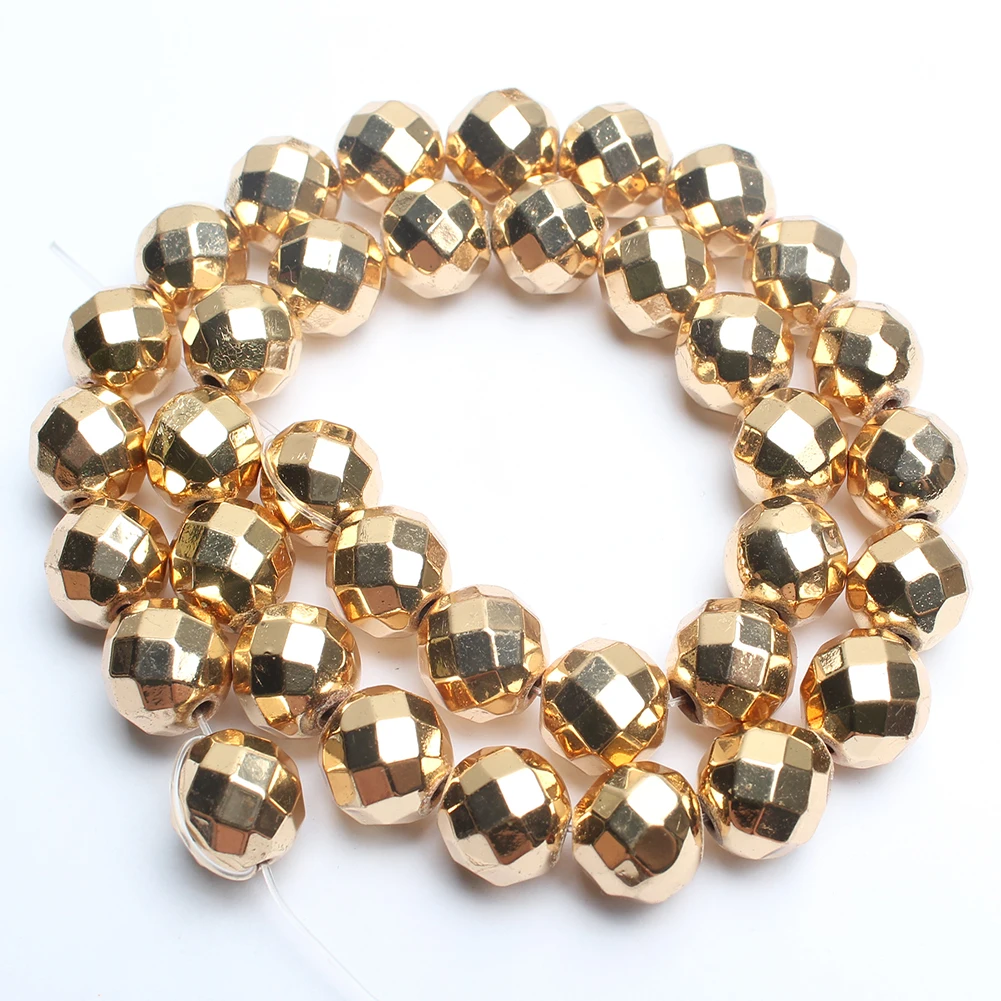 Elegant Silver-Gold Hematite Natural Stone Beads for DIY Jewelry and Accessories, 15'' Strand, 2-10mm