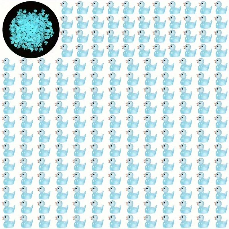 100pcs Glow-in-the-Dark Mini Resin blue Ducks Luminous DIY Craft Decorations for Aquariums Garden Landscapes Holiday Party Decor 2