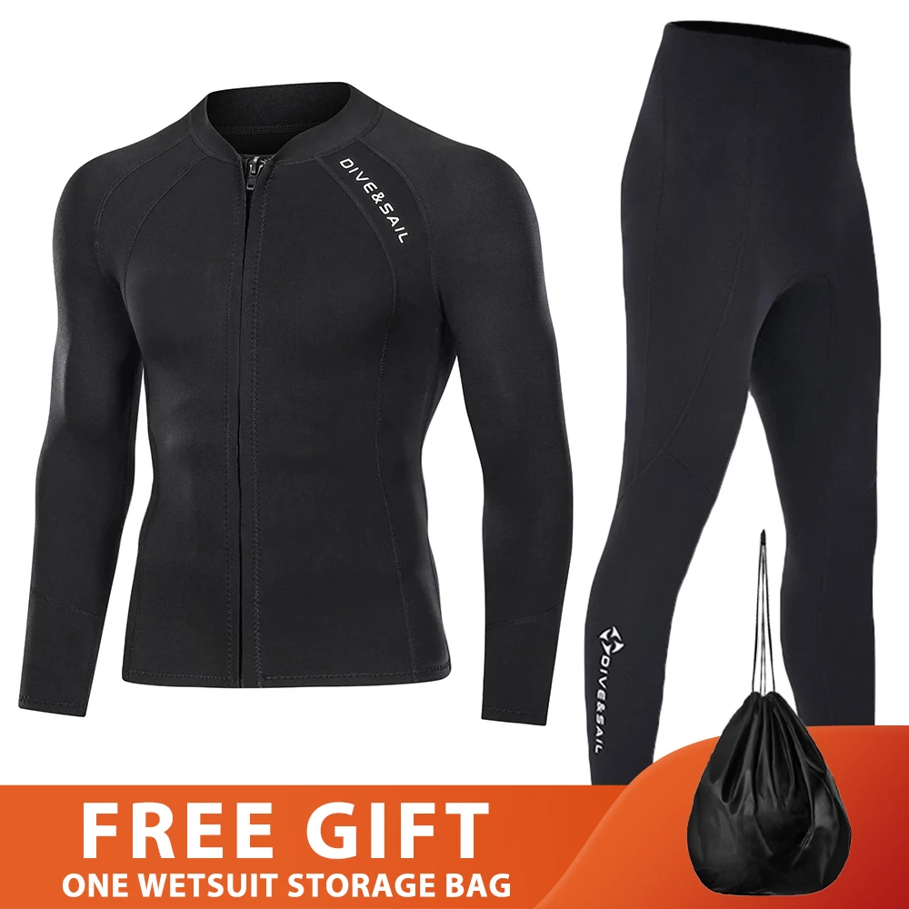 Neoprene 2mm Men Women Wetsuit Jacket Pants Scuba Diving Suit Surf