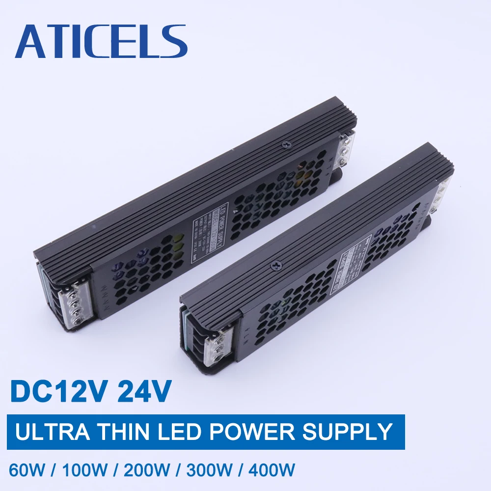 LED Power Supply AC220V To DC12V 24V Lighting Transformer LED Driver 60W 100W 200W 300W 400W Ultra thin For Led Strip CCTV