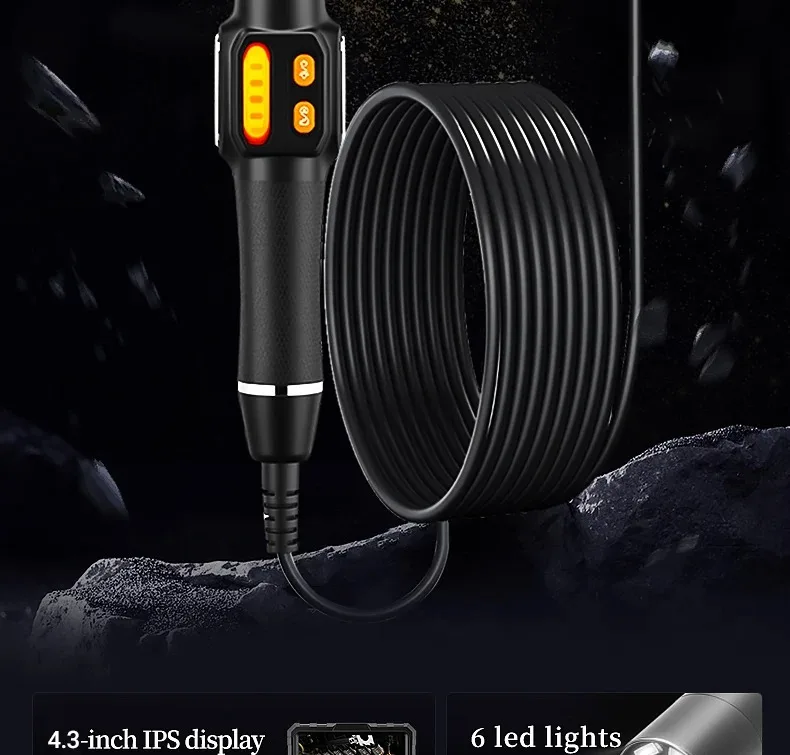 360 Articulating Borescope 1080P 6.0mm 4.3inch LCD Monitor Industrial Inspection Camera With 2 Way Articulation For Automotive