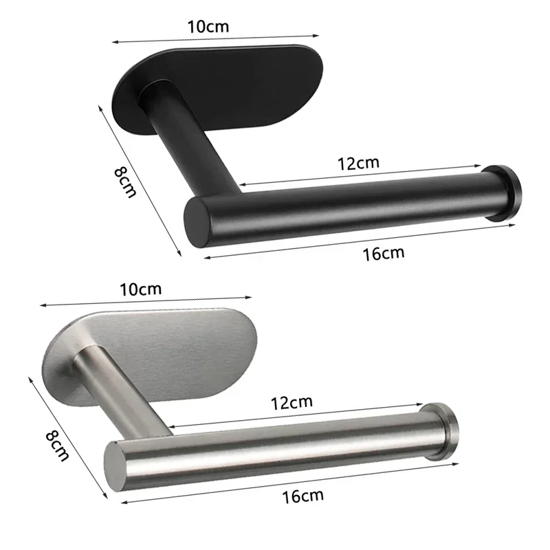 Toilet Paper Holder No Punching Wall Mounted Toilet Paper Holder Rustproof Anticorrosion Stainless Steel Bathroom Kitchen Roll Paper Toilet Holder