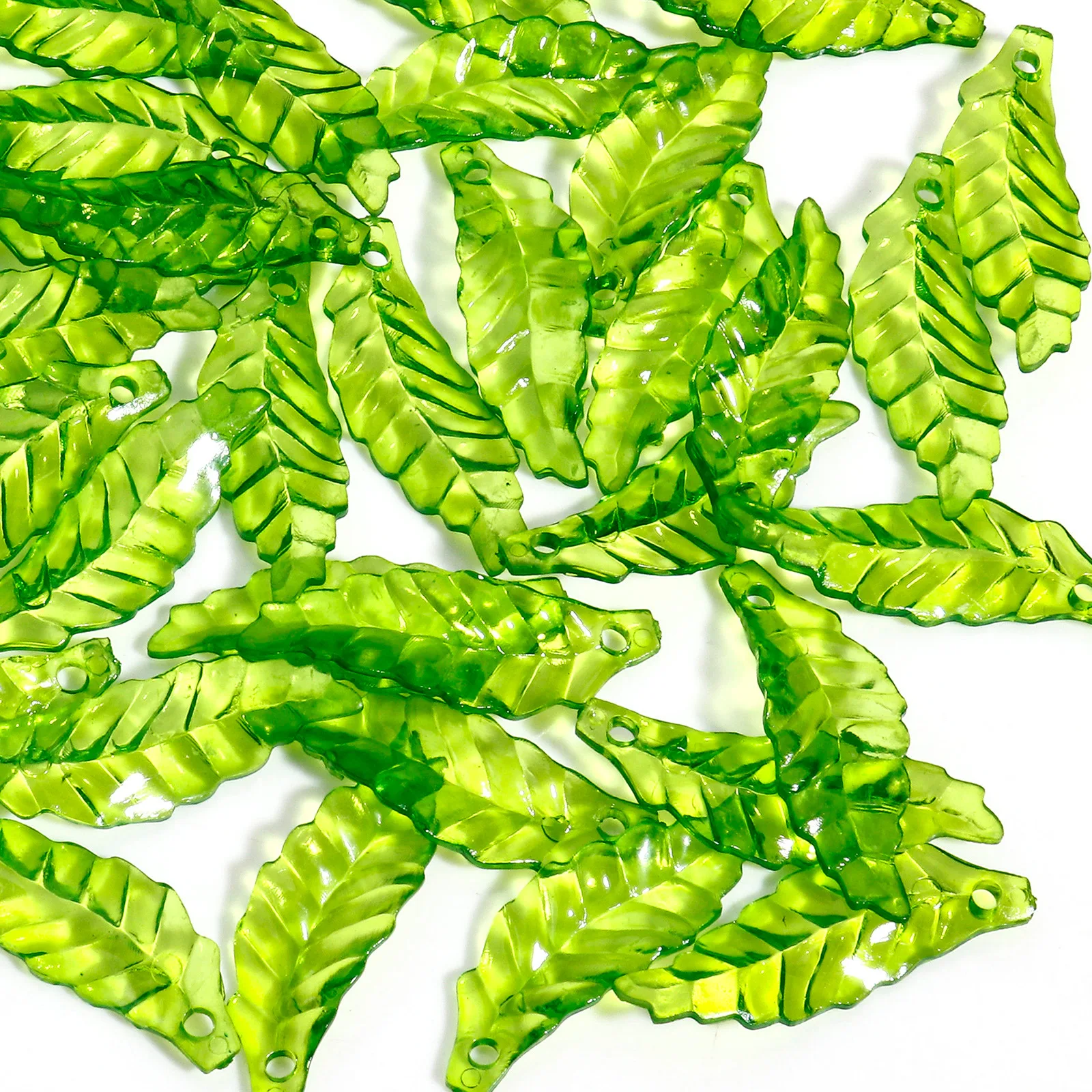 100pc grün transparente Blattform Acryl Charms Blätter Perlen Anhänger für Schmuck machen DIY Halskette Armband Zubehör – Detail 8