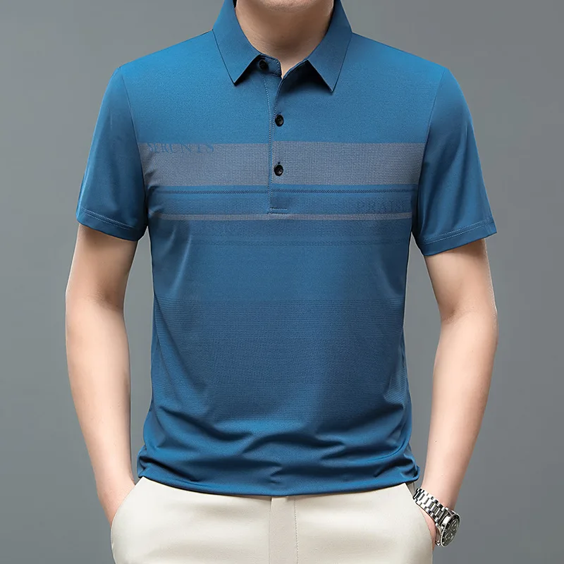 

Polo Shirt Men's Summer Men's Short-Sleeve Lapel T-shirt Ice Silk Leisure Middle-Aged and Elderly Men's Top