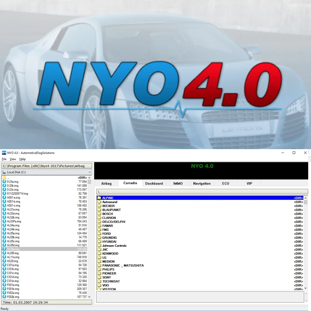 

Newest 2017 NYO 4 Full Database Airbagb Carradio Dashboard IMMO Navigation Send Link or USB auto repair software Car Radio Nyo4