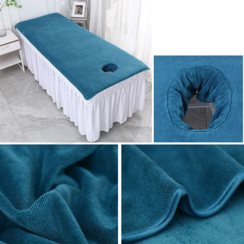Beauty Bedsheet Cosmetic Salon Sheets Velvet Massage Treatment Bed Sheets SPA Clubhouse Dedicated Breathable Bed Sheet with Hole 6