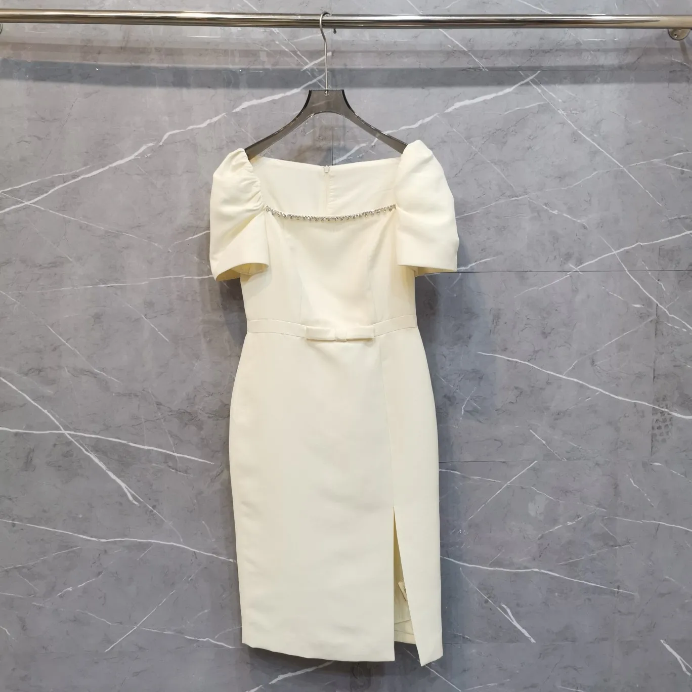

Square neck dress hemline open design casual fashion 2023 summer new 0420
