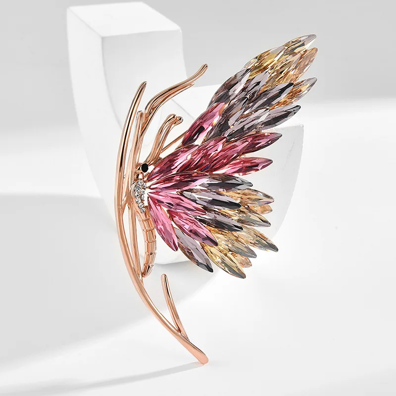 SUYU Gradual Butterfly Copper Micro Inlaid Cubic Zirconia Brooch Jewelry Gift Clothing Accessories