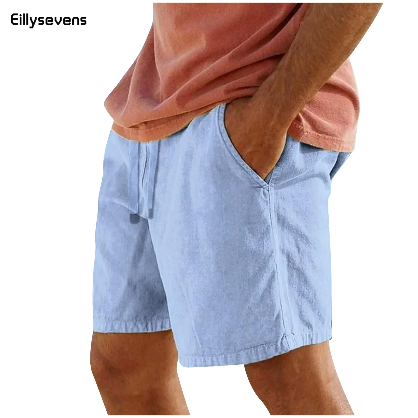 

Шорты-карго мужские льняные, хлопок, пляжные свободные штаны, однотонные, модные, лето 2024