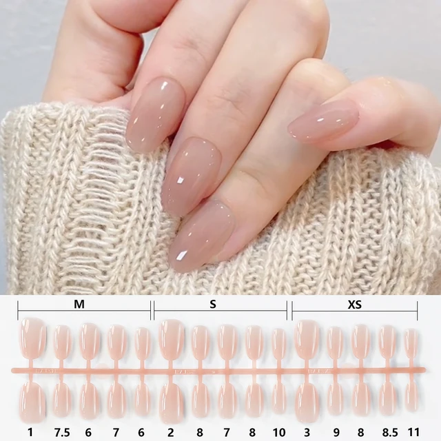 150Pcs Gradient Nude Short Almond Fake Nails XS/S/M Size Glossy Full Cover Press On Nail French False Fingertips for Women Daily 2