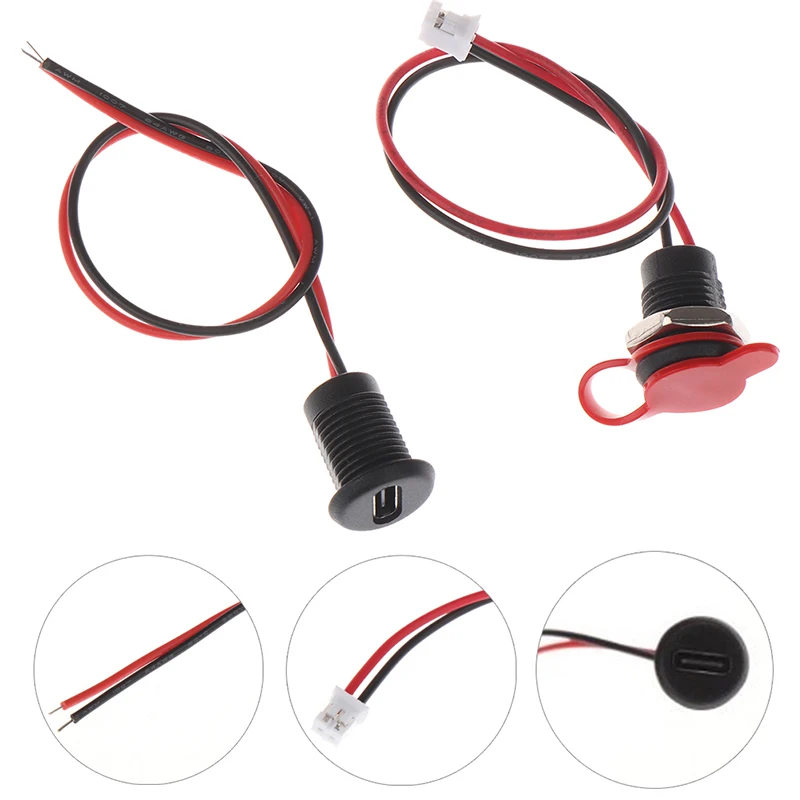 

USB-C 2Pin High Current Charging Socket With PH2.0 Nut Snap Lock Plate USB TYPE-C Female Type C Waterproof Female Connector