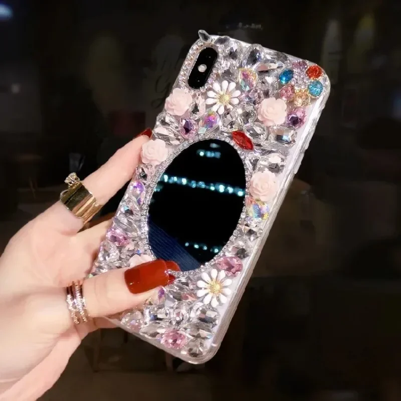 

For Samsung Galaxy S24 S23 Ultra S20 S21 S22 PLUS Note 20 10 Luxury Glitter Crystal Diamond Flower Bling Mirror Soft Phone Case