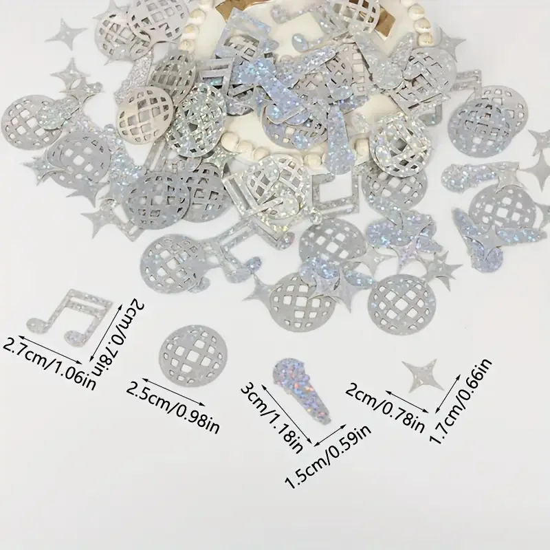 100pcs Disco Confetti, Disco Ball and Music Disco Party Decorations, Wedding, Birthday, Bachelor Party Table Decorations