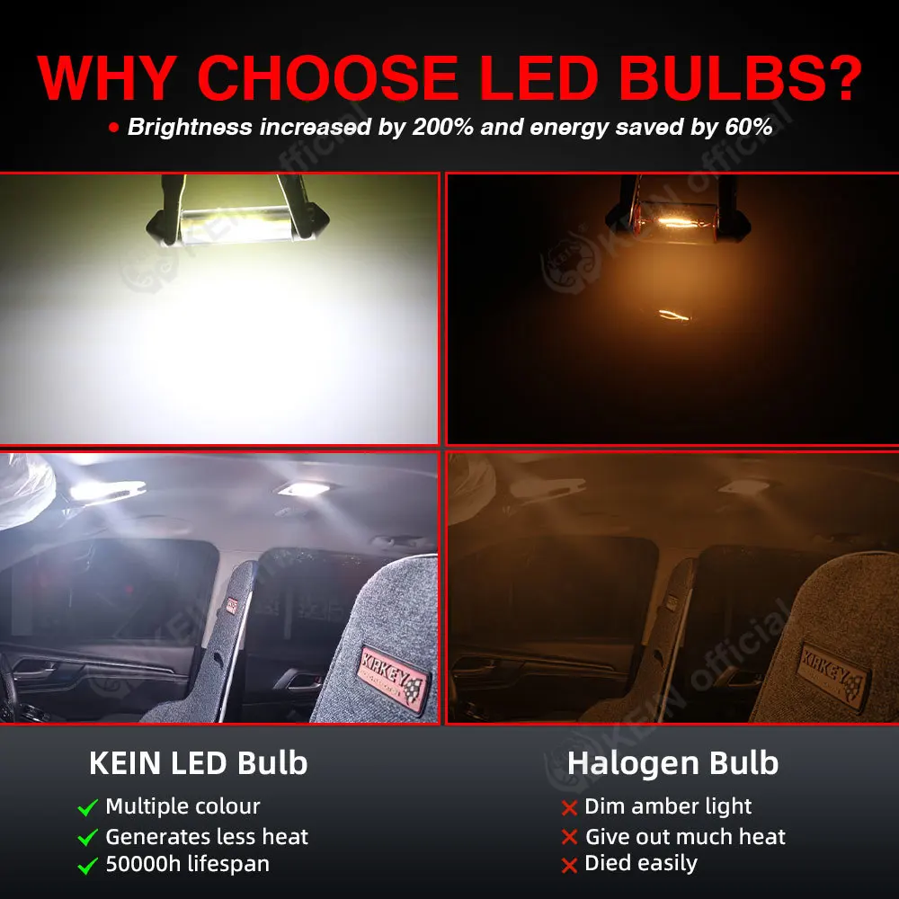 KEIN ������ LED ����, ���� �� ��ũ, ������ ȭ��Ʈ, ����, ����, �ڵ��� ����, 6V, 12V, 24V, C5W, 31mm ����, 31mm ����, 36mm, 39mm, 41mm, 28mm, 4 ��