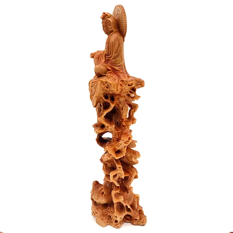 wood carving guanyin Decorative Statue Wooden Tree Vine Art Carving Home decorative figures feng shui Statue