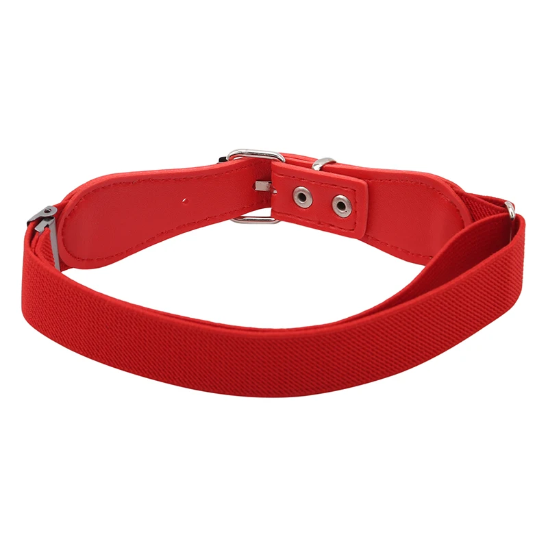 Fashion Children Candy Color Belt Girls/Boys Elastic Waist Belt Metal Pin Buckle Kids PU White/Red Belts