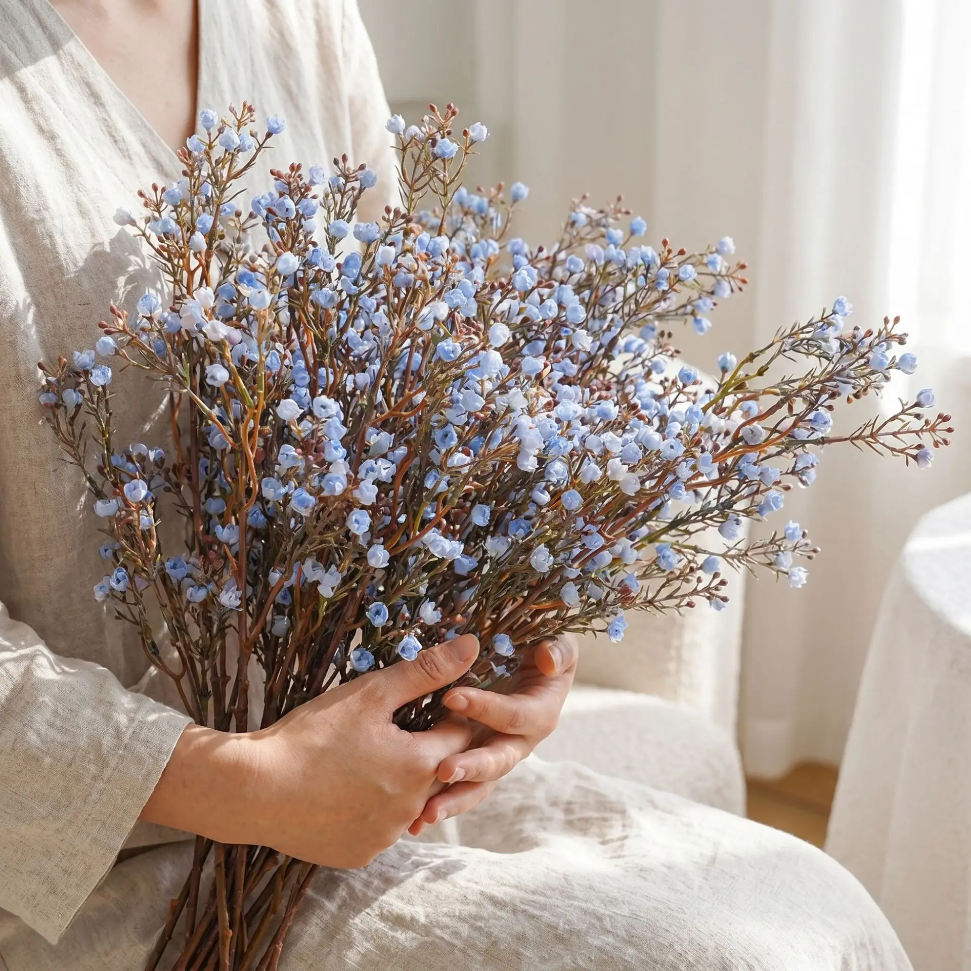 10 Stück Künstliche Latex-Gypsophila-Blumen Hochzeits-Dekoration Kunstblumen Baby Breath Brautstrauß Heim- und Raumdekorationen