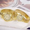 Man Women Couple Wrist Watches Stainless Steel Band Alloy Lovers Business Quartz Movement Wristwatch Elastic Strap Band Watch 6