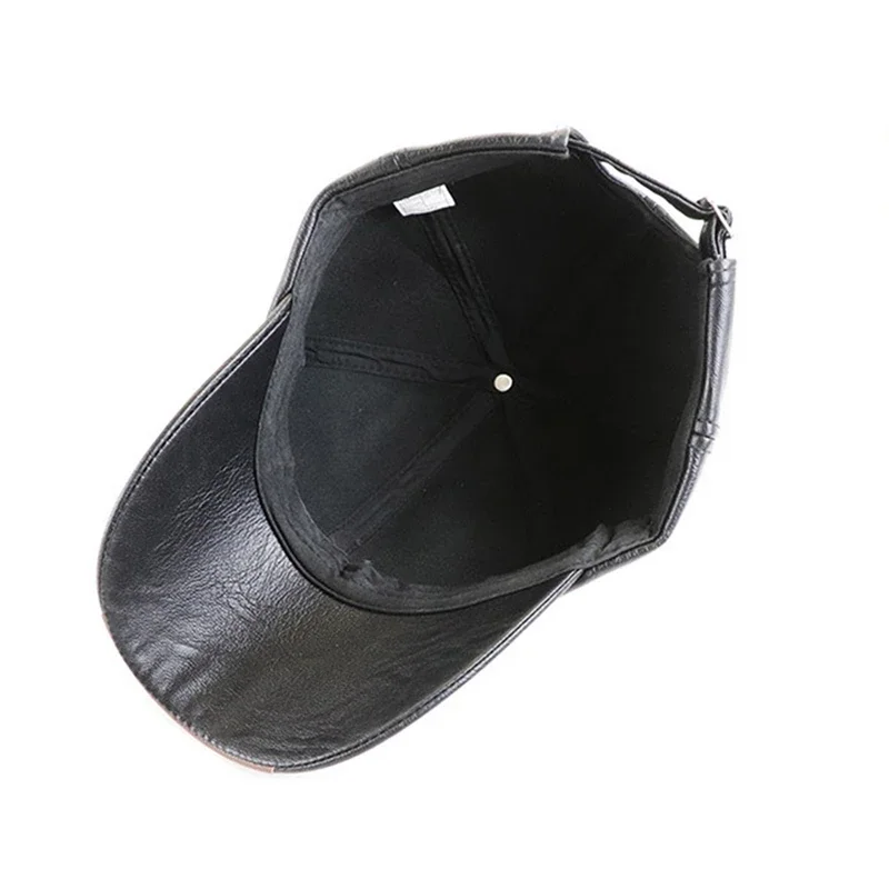 Baseball Cap Casual Fashion Hat Autumn And Winter Thin Plus Velvet Cap Leather Baseball Cap For Men 2024 New Fashion 6