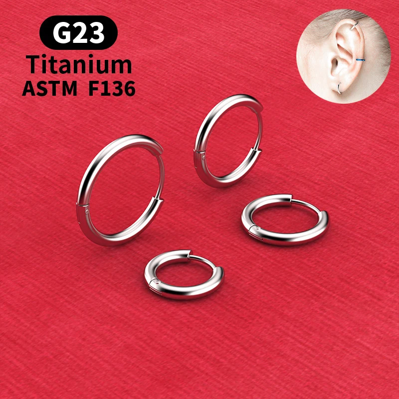 G23 Titanium Hoop Earrings Post Lightweight Dangle for Women Men Cartilage Piercing Hypoallergenic  Body Jewellery 8-12mm 4