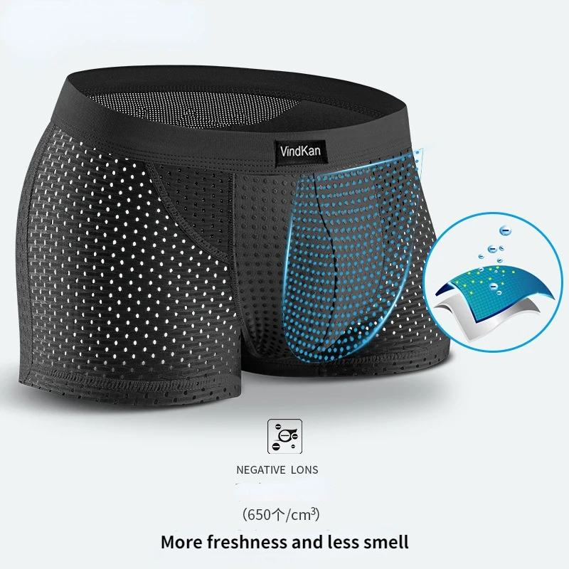 Man Sex Ability Magnetic Theraphy Boxers Physical Underwear Ice Silk Sport Breathable Shorts Bulge Health Care Enlarge Lingerie
