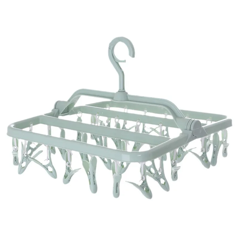 Foldable plastic clothes hanger clothes drying rack clip multi-head clip square multi-functional sock drying rack intimates h...