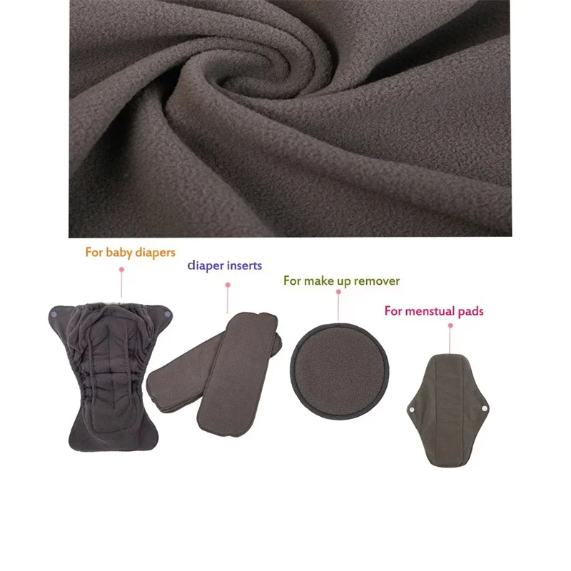 high quality 140gsm bamboo charcoal fabric dark grey microfleece material for cloth diapers lining reusable menstrual pads