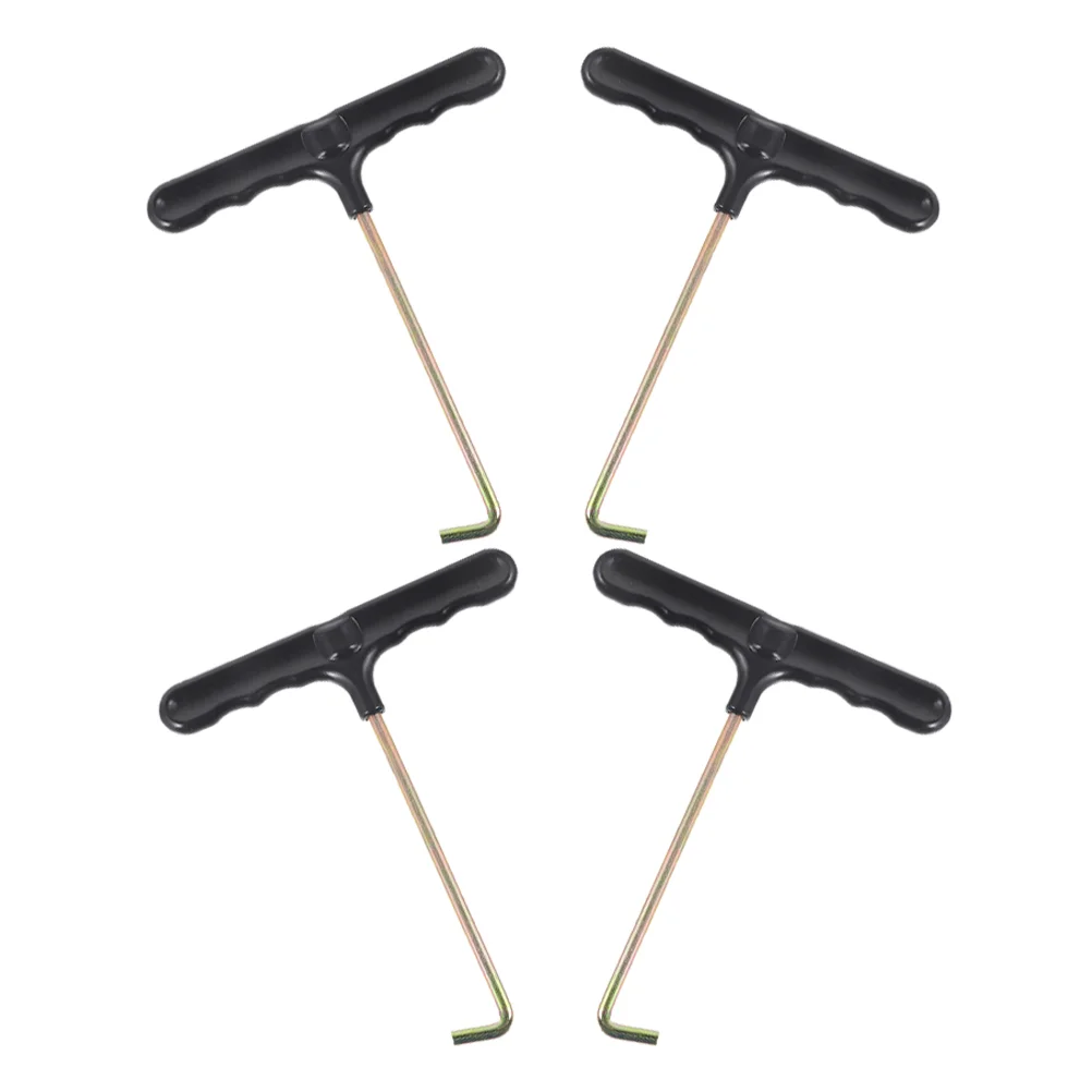 

4 Pcs Trampoline Hook Hockey Laces Spring up Supply Ice Skate Sharpener Pullers Plastic Metal Springs