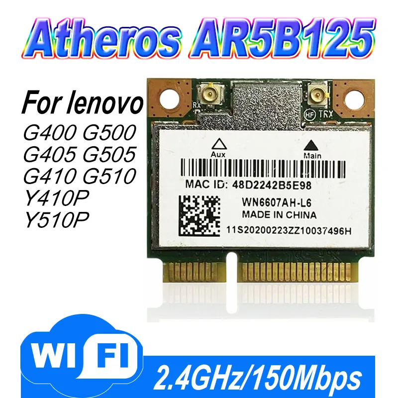 

lenovo G400 G500 G405 G505 G410 G510 Y410P Y510P Atheros AR9485 AR5B125 Half Mini PCI-Express PCIe Wlan Wifi Wireless card