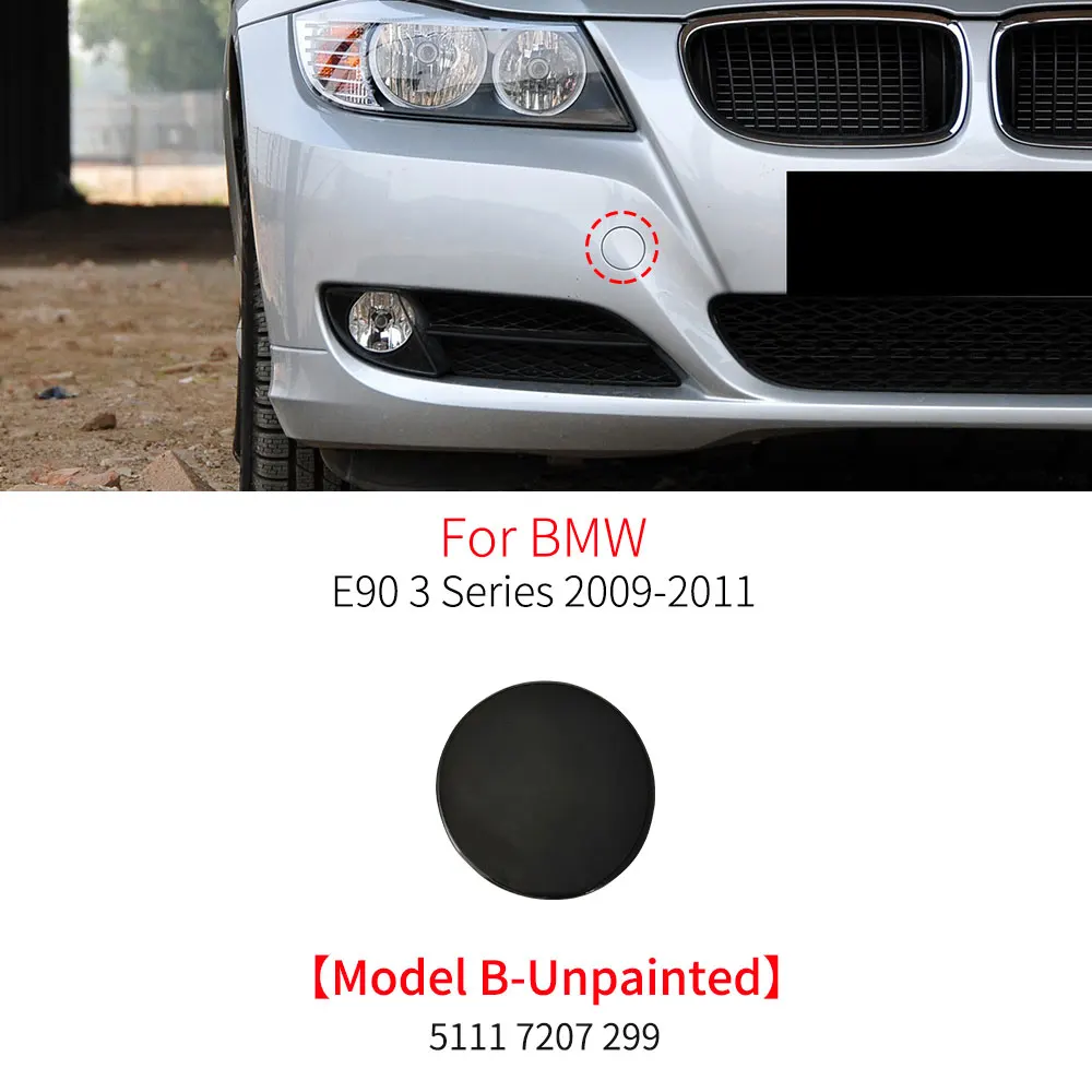 Front Bumper Tow Hook Cover Cap For 2005-2008 BMW E90/E91 – Painted Replacement – Clip-On