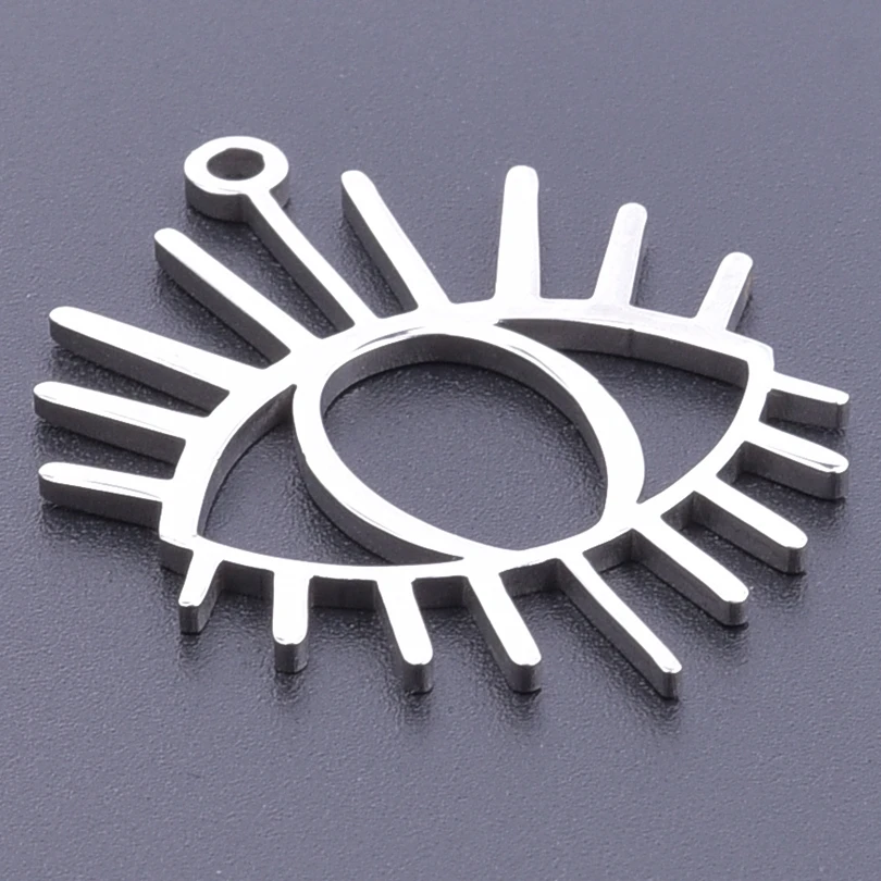 1 Pz Colore Argento Demon Eye Ciglia Sole Sunbeam Pendenti Ciondoli In Acciaio Inox Per Bisuteria Manualidades Por Mayor Materiale