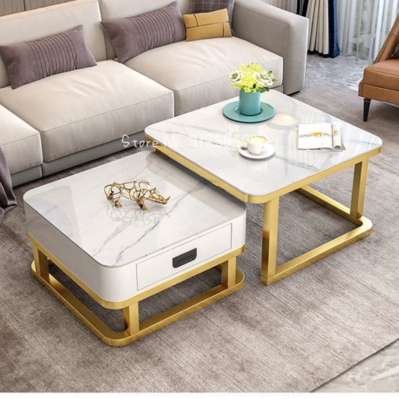 

Tempered Glass 2 In 1 Combination Coffee Table With Wooden Drawer Storage Center Bedside Home Living Room Furniture LQQ39YH