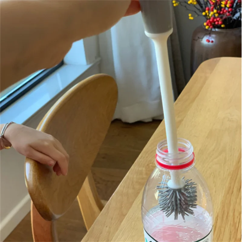 Silicone bottle cleaning brush for glass bottle feeding coffee tea