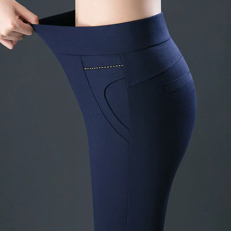 Autumn New Straight Leg Pants Ladies High Waist Casual Pants Super Large Size High Stretch Knitted Women's Trousers Trousers