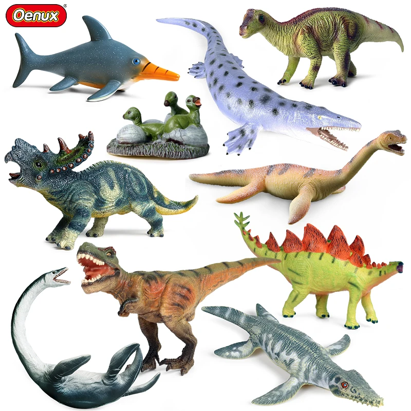 

Oenux Simulation Jurassic Dinosaur Action Figures T-Rex Mosasaurus Carnotaurus Model Figurines Safty Soft Cotton Kids Gift Toy