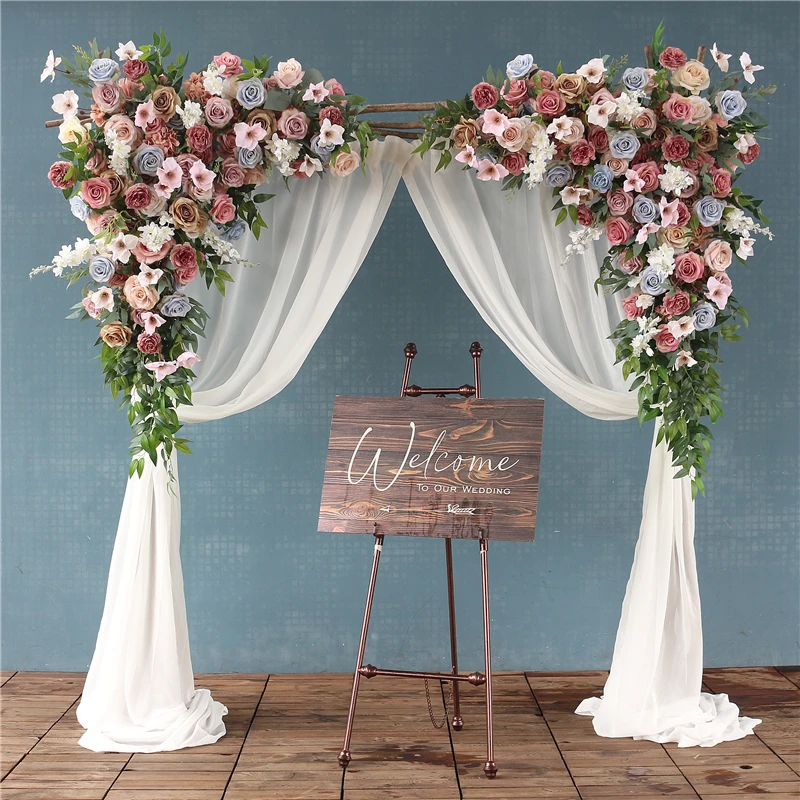 

Customized Pink Blue Artificial Flowers Triangle Floral Arrangement for Wedding Party Decoration Christmas Home Garden Decor