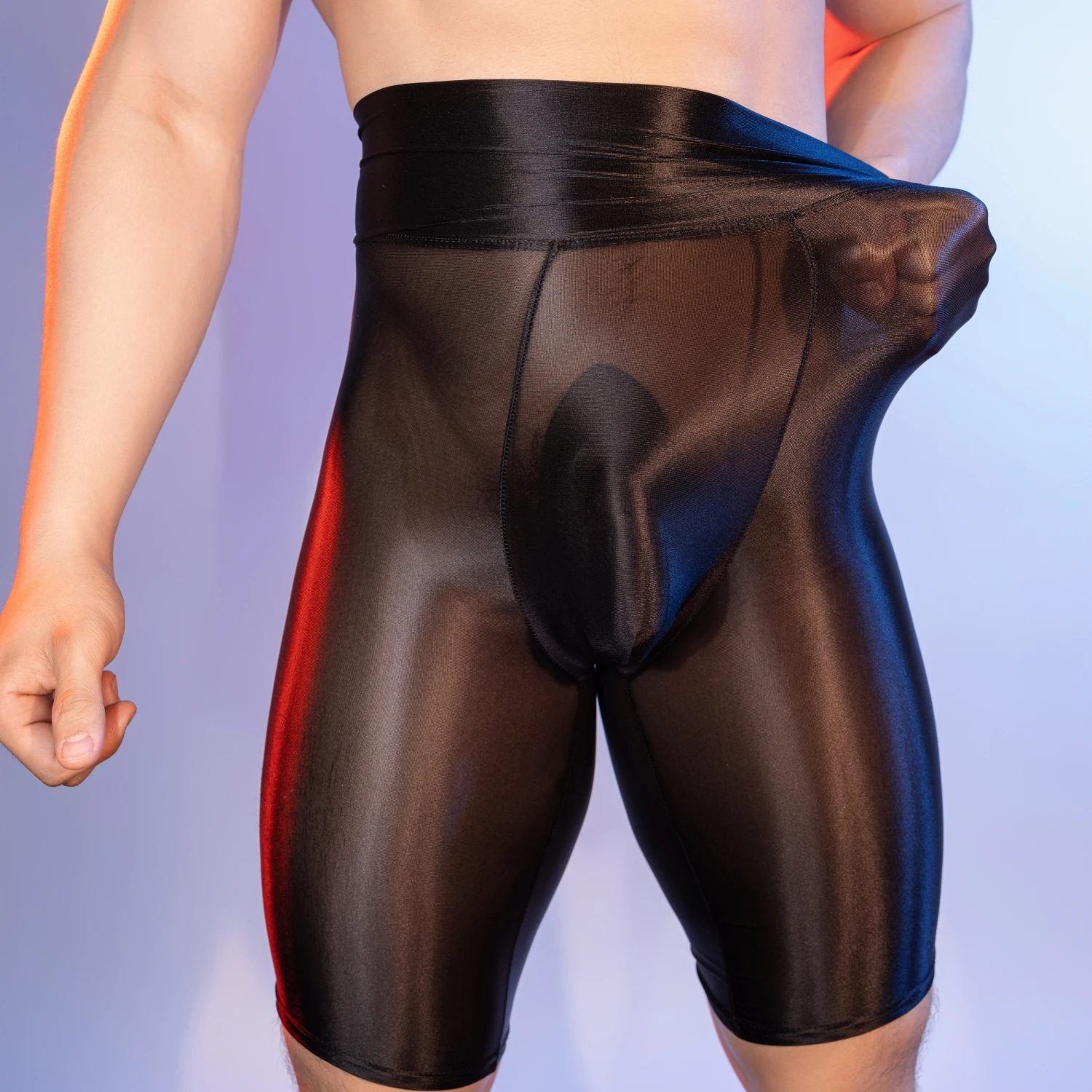 Men High Waist Pajama Pants Sexy See Through Glossy Ultra Thin Tight Shorts Male Comfortable Ice Silk Underwear Summer Home Wear pajama pants mens sleep shorts