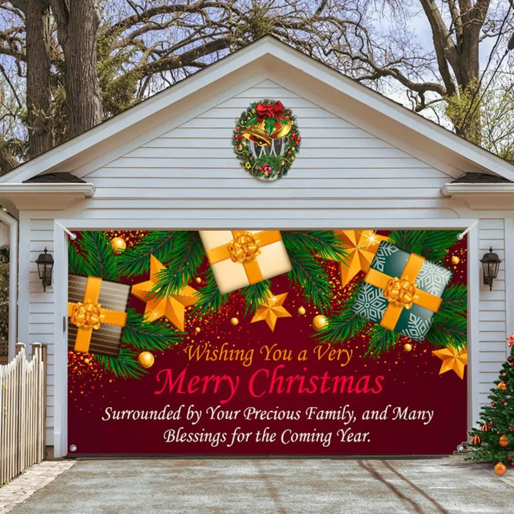 

Vacation Garage Door Cover Seasonal Garage Door Cover Vibrant Christmas Style Tapestry Festive Ambience for Garage Door Party