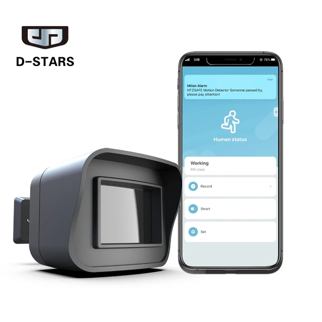 การรักษาความปลอดภัยบ้านกลางแจ้งอัจฉริยะ - เซ็นเซอร์และเครื่องตรวจจับความเคลื่อนไหว WiFi ทนต่อสภาพอากาศ - การแจ้งเตือนแอประยะไกล - เข้ากันได้กับ Alexa 1