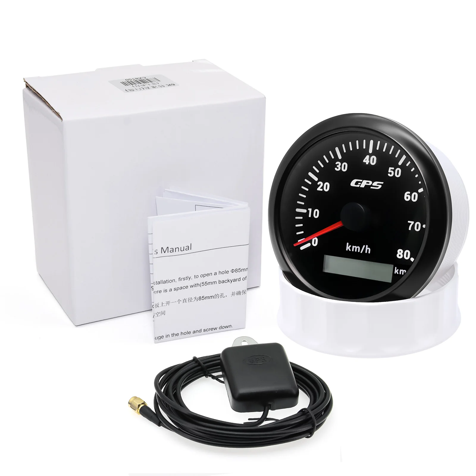 85 mm GPS-Tachometer, Kilometerzähler, 0–120 MPH, 160 MPH, 120 km/h, 200 km/h, mit 7-Farben-Hintergrundbeleuchtung für Auto, Boot, Motorrad, LKW, 12 V/24 V – Detail 2