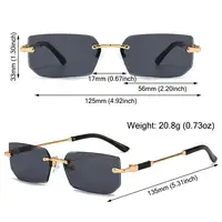 UV400 Rimless Rectangle Sunglasses Fashion Y2K Frameless Sun Glasses Shades for Women & Men - Image 5