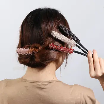 أداة تجديل كريستال اللؤلؤ للنساء ، تويست شعر سحري كلاسيكي ، أدوات تصفيف الشعر ، كعكة سريعة ، دونات ، صانع تجعيد الشعر ، إكسسوارات أغطية الرأس 3