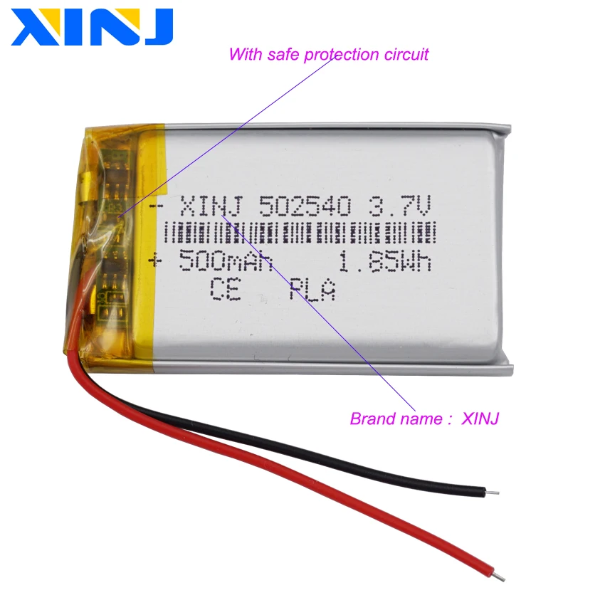 Polímero li Lipo Bateria Recarregável 3.7v 500mah 1.85wh 502540 Gps Mp3 Mp4 Dashcam Condução Telefone Monitor de Bebê - Image 5