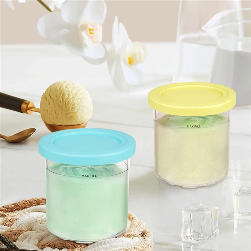 4PCS Ice Cream Pints and Lids ice cream containers for Ninja Creami NC301 NC300 NC299AMZ Series Ice Cream Storage Containers Food Freezer