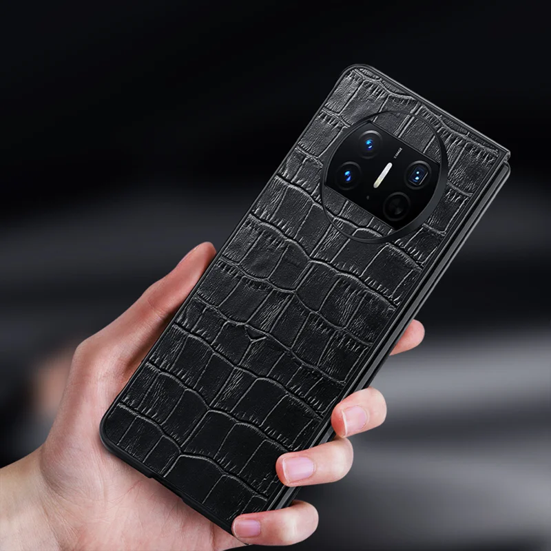 

Crocodile Texture luxurious Genuine Leather Back Cover with PC Front for Huawei Mate X3 Case Protective Phone Funda